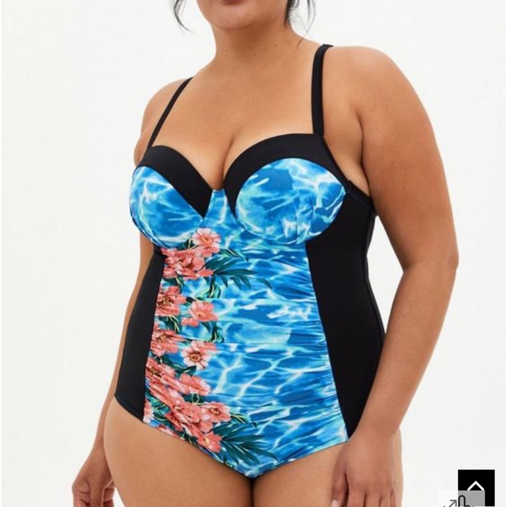 TORRID Slim Fix underwire, one piece bathing suit